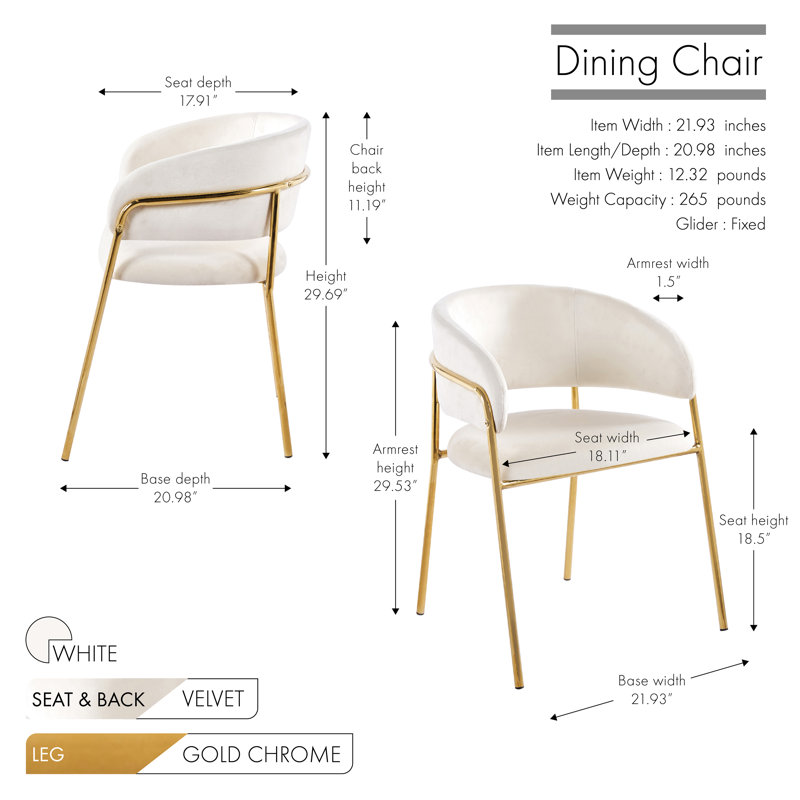 Saif 18.5'' H Velvet Upholstered Armchair, Off White