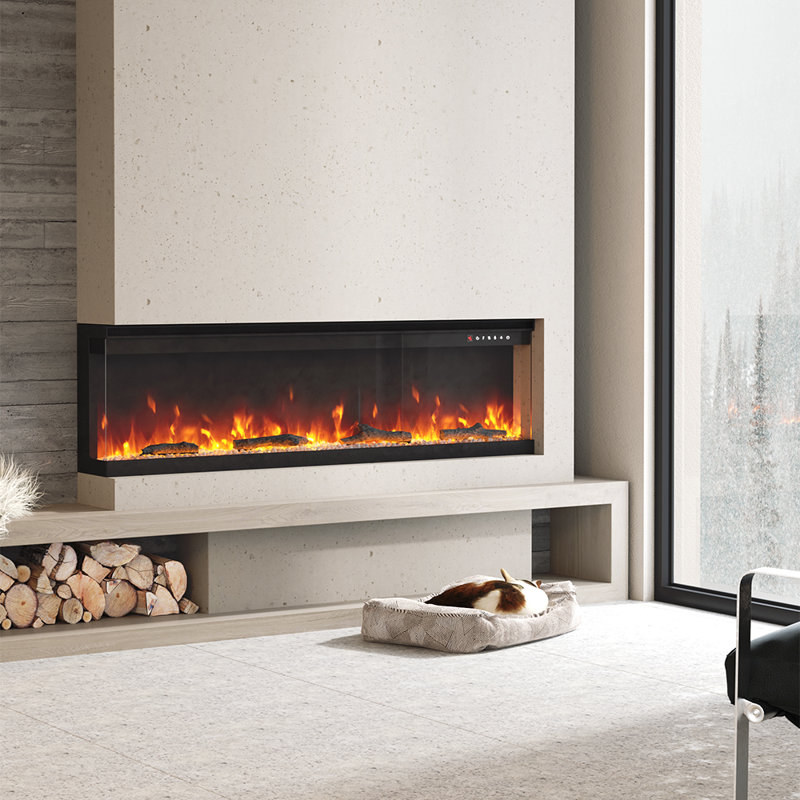 Symple Stuff 152.4cm W Black Electric Fireplace with 5120 BTU