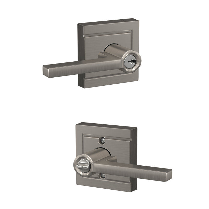Latitude Keyed Entry Lever with Upland Trim, Keyed Alike, Yes, Satin Nickel