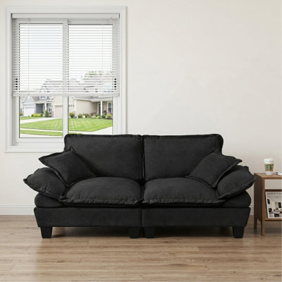 Chenille Sailboat Sofa, 2-Seater Modular Loveseat With Curved Armrests, Comfort-First Couch For Small Spaces & Apartments