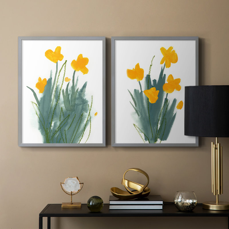 «Daffodil Bunch I», reproduction encadrée de qualité supérieure - prête à être accrochée - aucun clou requis - aucun clou requis