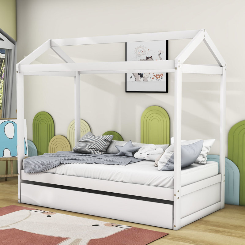 Lit simple en bois avec lit gigogne