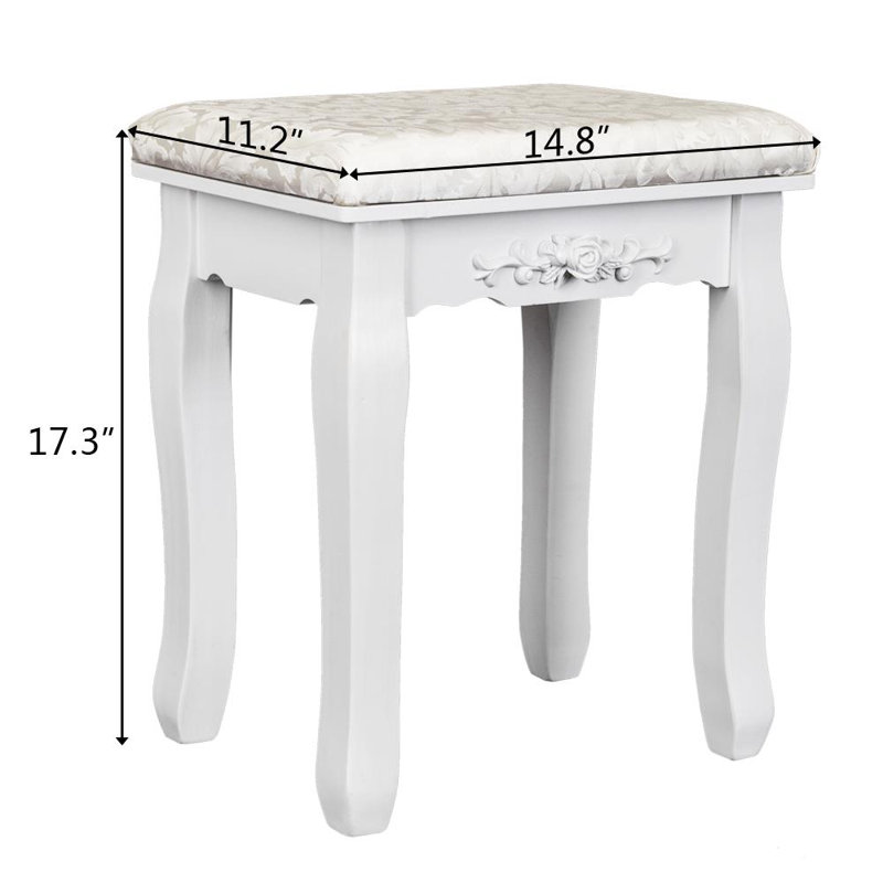 Solid Wood Accent Stool, White