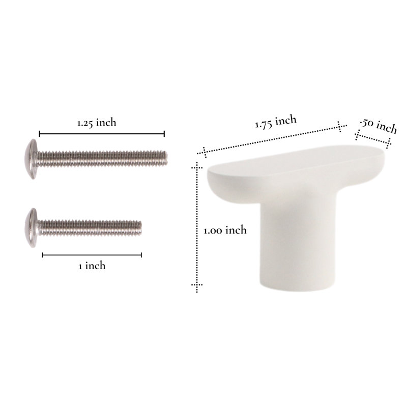 Snow White Aluminum T-Bar Cabinet Drawer Knob