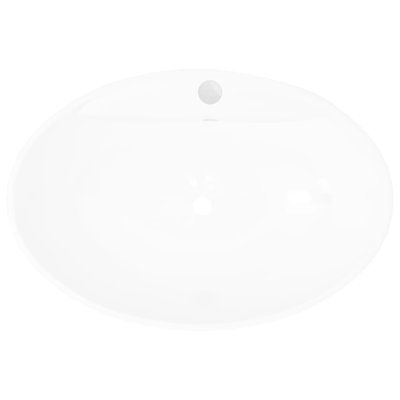 Ebern Designs Branasia 585mm L x 800mm W White Ceramic Oval Sink with Overflow