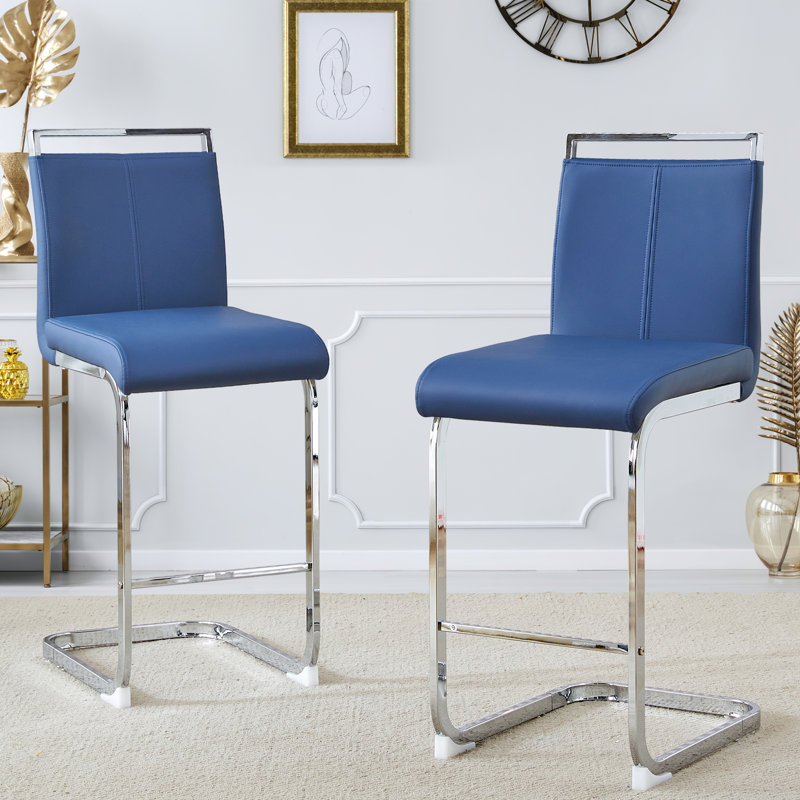 Tabouret de comptoir 25 po, Bleu, Tabouret de comptoir (siège d'une hauteur de 25 p, Chrome chrome