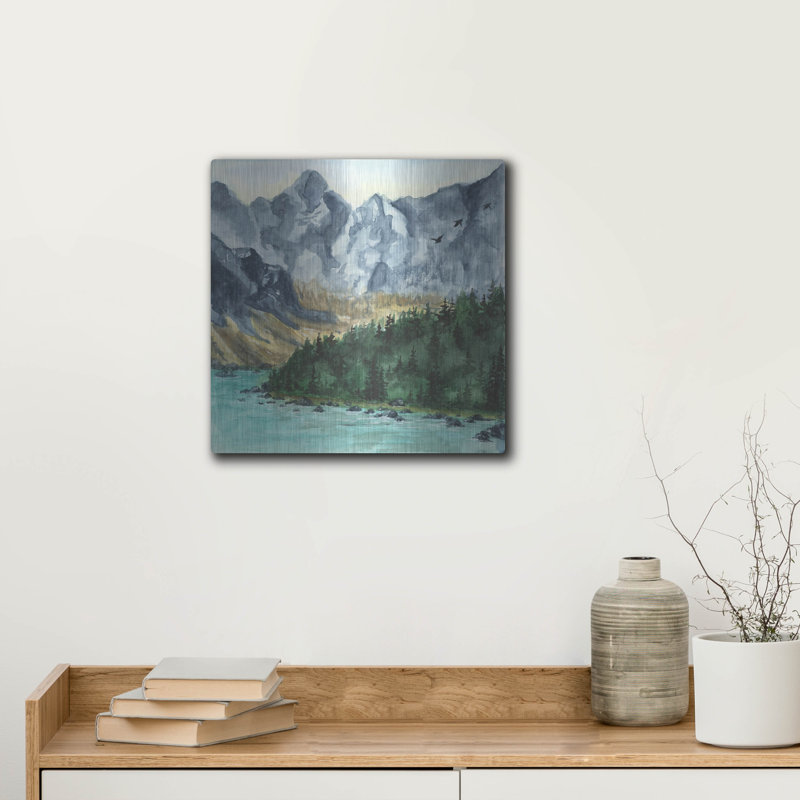  «Journal Study - Glacial Mountains» par Anika Goodhue, art mural en métal, 12 po x 12 po, H 12 po x l 12 po
