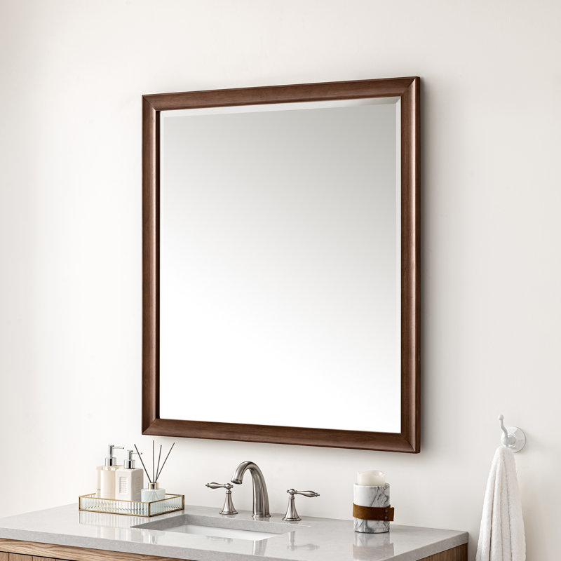 Glenbrooke Solid Wood Wall Mirror, Mid-Century Walnut, 40" x 36"