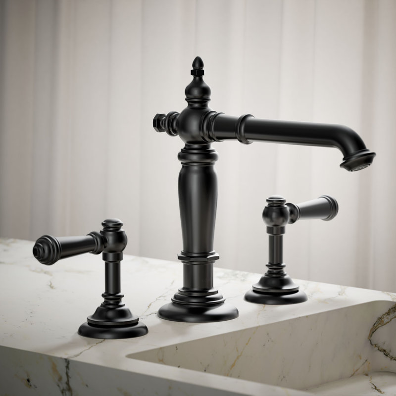 Artifacts® Widespread Bathroom Faucet with Drain Assembly, Matte Black