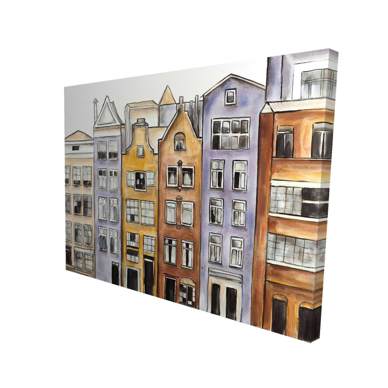 Amsterdam Houses Hotel - Building Orange Canvas for Home Decor