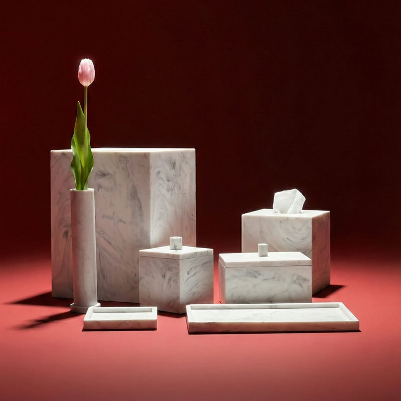 Marble Matte Resin Waste Bin