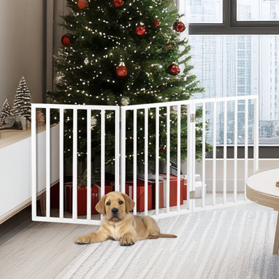 Barrière intérieure pliante pour chien à 3 panneaux pour escaliers ou portes 54x32 pouces Barrière de sécurité pour animaux de compagnie extensible pour chien et chat