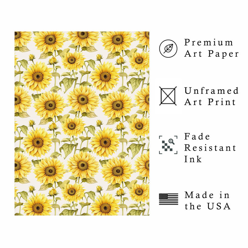 Motif de tournesols floraux, H 20 po x l 16 po
