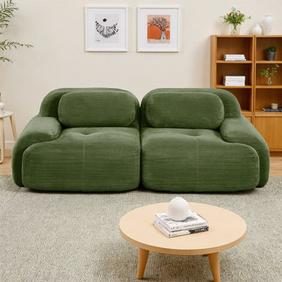 Canapé modulaire de 82 po - tissu velours côtelé de luxe, séparation combinée gratuite, accoudoirs courbés, base antidérapante, éponge à haute résilience pour le salon, la chambre à coucher ou la salle audiovisuelle