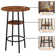 3-Piece Bar Table Set for 2, 2-Tier Round Bistro Dining Table & PU Stools, Counter Height Table