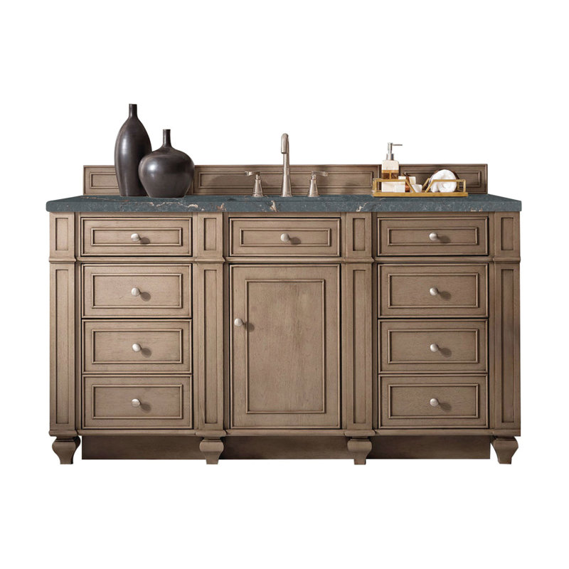 Bristol 60'' W Single Vanity, Whitewashed Walnut, Parisien Bleu, 8" Widespread