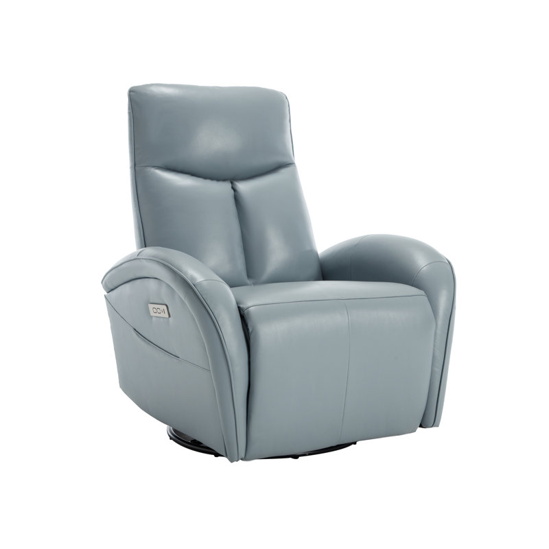 Desheena Power Recliner Swivel Rocking Recliner  with USB＆Type C Port, Desheena Blue Genuine Leather