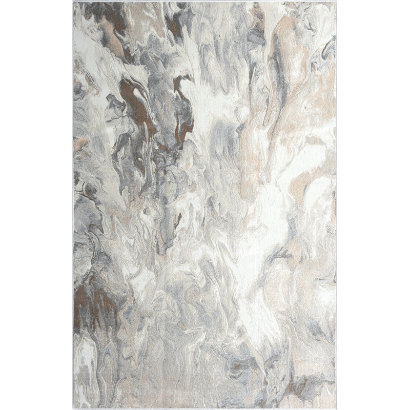 Abani Rugs Emese REG500C Beige Grey Swirl Abstract Low Pile Area Rug, Rectangle 5'3" x 7'6"