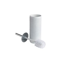 Silicone Bristles Toilet Brush and Holder Set with Tweezers - White - by  ELITRA HOME