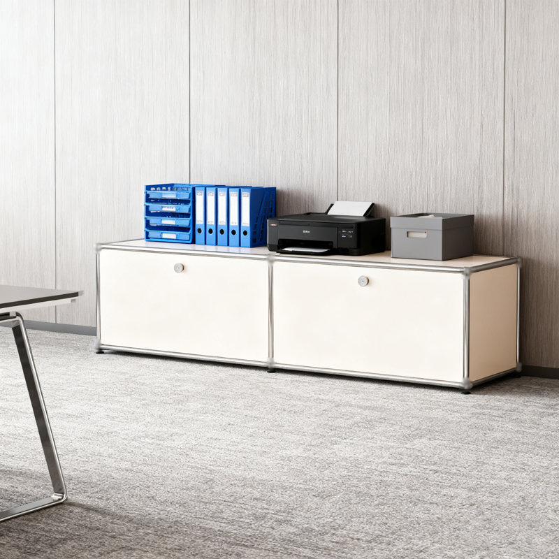 Armoire de rangement modulaire en métal avec tablettes réglables, Blanc