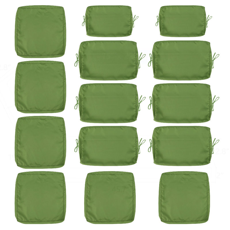 Outdoor Cushion Slipcovers Set for 6-Seater Wicker Rattan Sofa, Durable and Functional, Grass Green