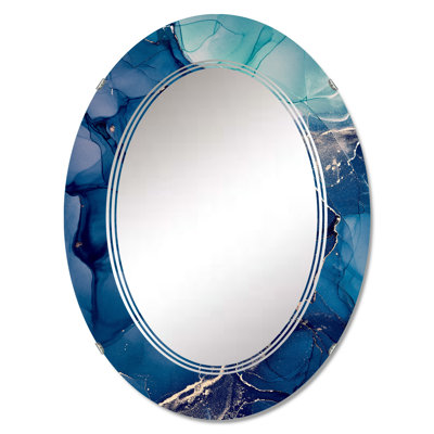 Blue Ink Clouds II - Miroir mural moderne