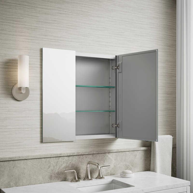 Embark Slim Rectangular Two-Door Medicine Cabinet, 26" H x 25" W x 4" D