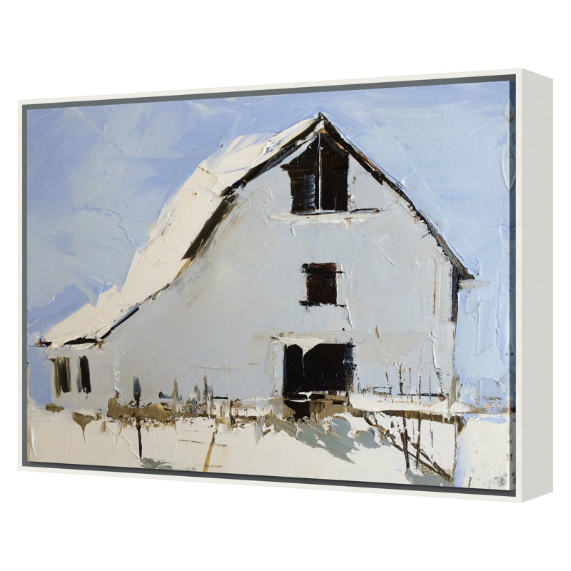 White Barn 4 Print by Sandra Pratt, 30" H x 39" W, White