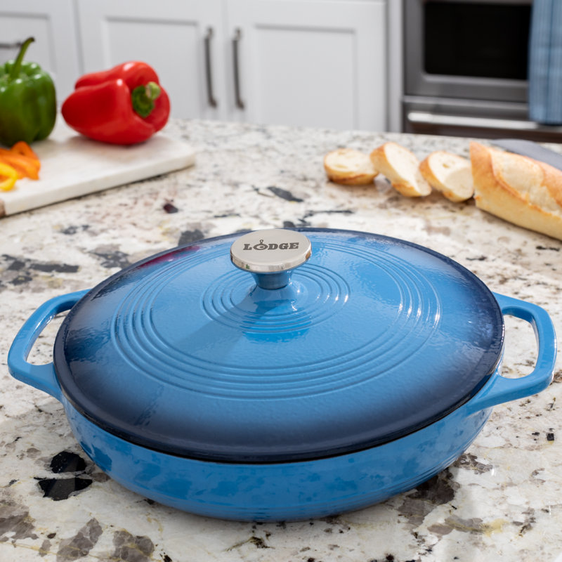 Lodge 3.6 Quart Enameled Cast Iron Casserole, Blue