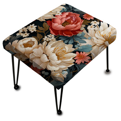 Rustic Floral Nostalgia White And Pink Pattern - Floral Rectangle Ottoman
