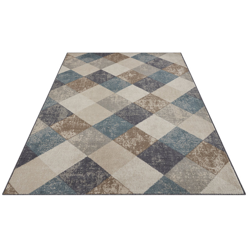 Handwoven Ivory/Grey/Brown Rug, Rectangular 80 x 120cm