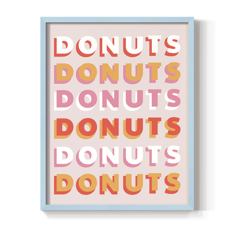 Donuts Framed Print - Solid Wood, Blue, 10" H x 8" W