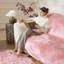 Tapis rose à poils longs fabriqué à la main Daruis-450747178