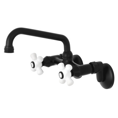 Kingston Double-Handle 2-Hole Wall-Mount Bridge Kitchen Faucet