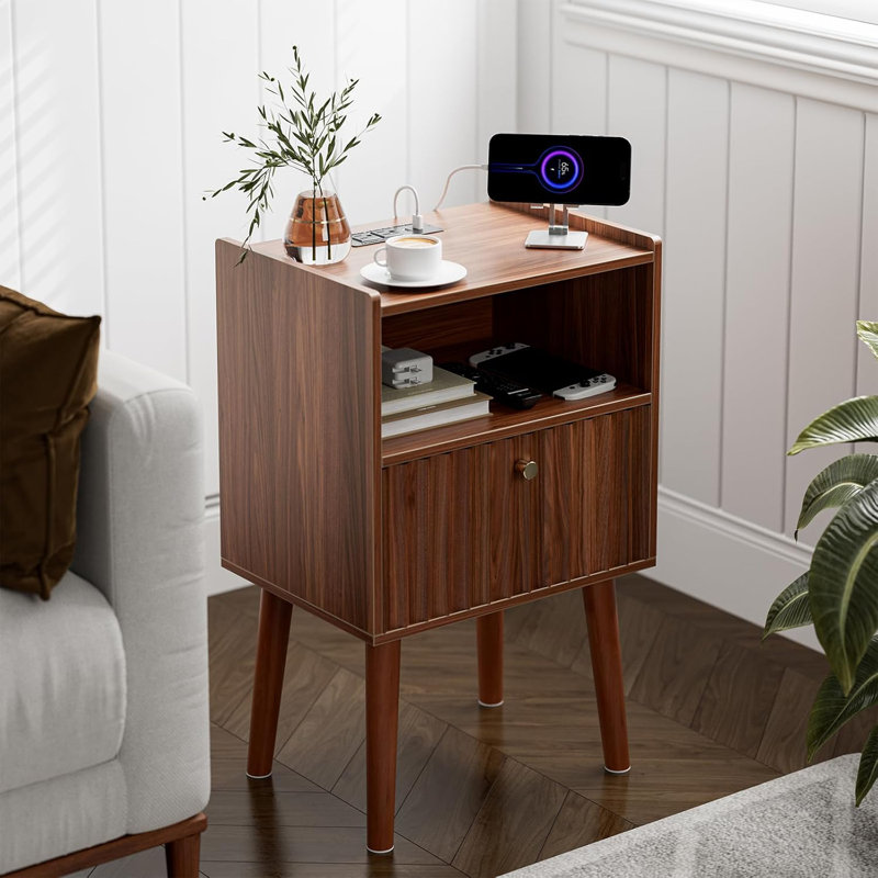Side Table With Charging Station