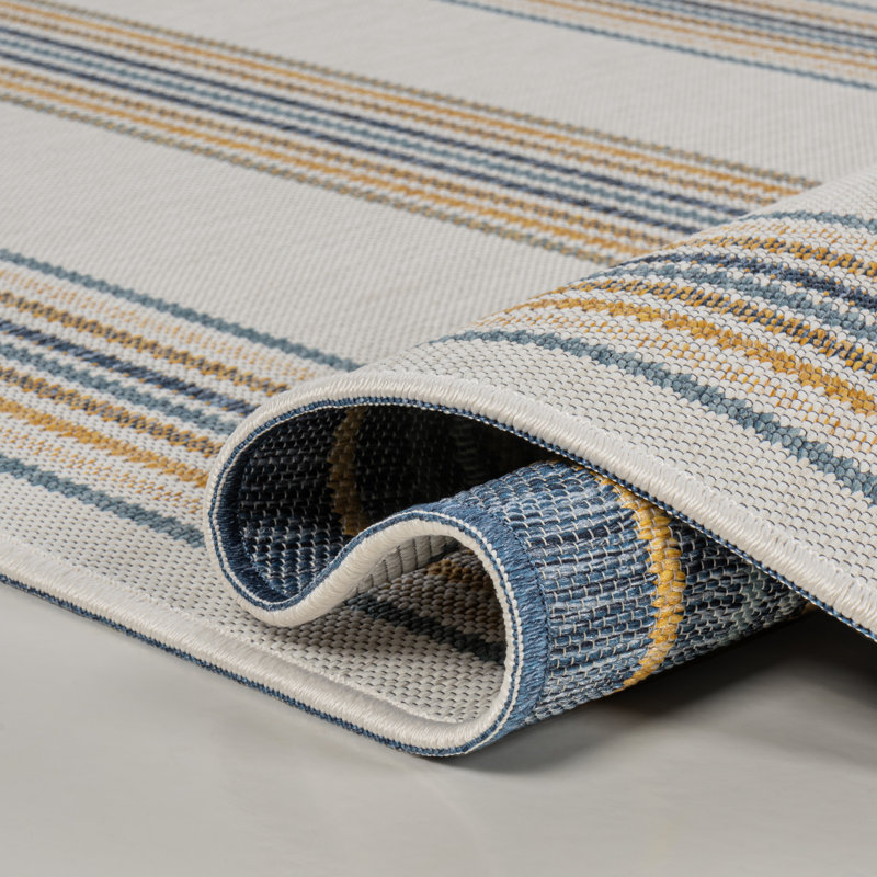 Tapis d'intérieur / extérieur bleu marine / crème Argo Classic, Rectangle 3 pi 3 po x 5 pi