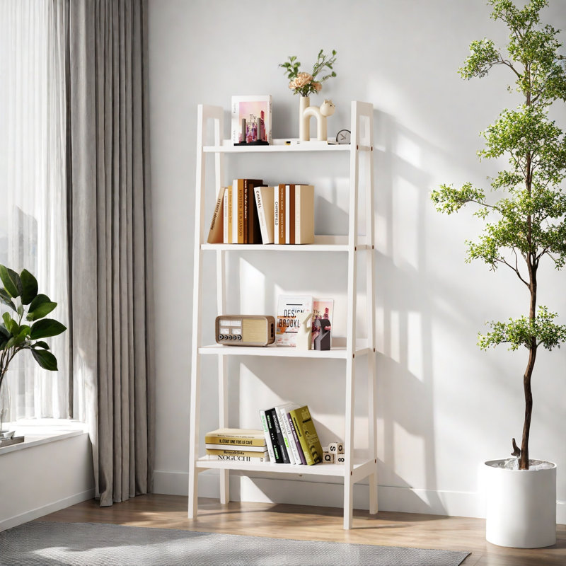 High-quality and stylish bookcase, (4 tablettes) H 59,4 po x l 23,6 po x P 13,7 po, Blanc