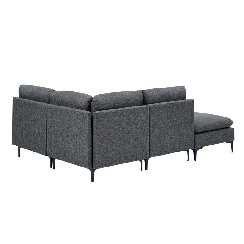 Canapé modulaire rembourré avec pieds en métal, Gris foncé