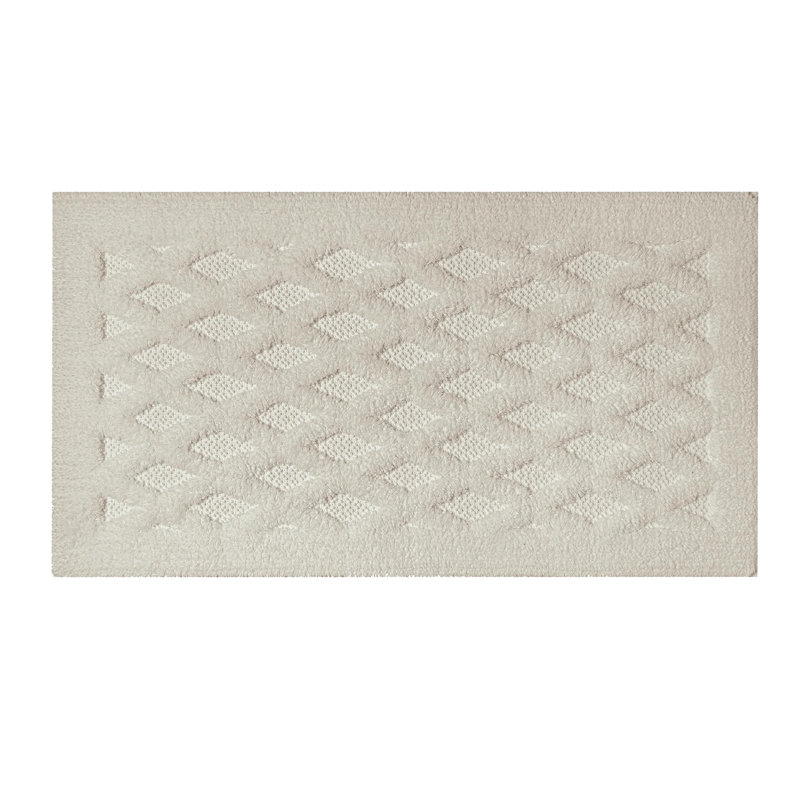 Diamante Geometric Bath Rug, 24" W x 39" L, White