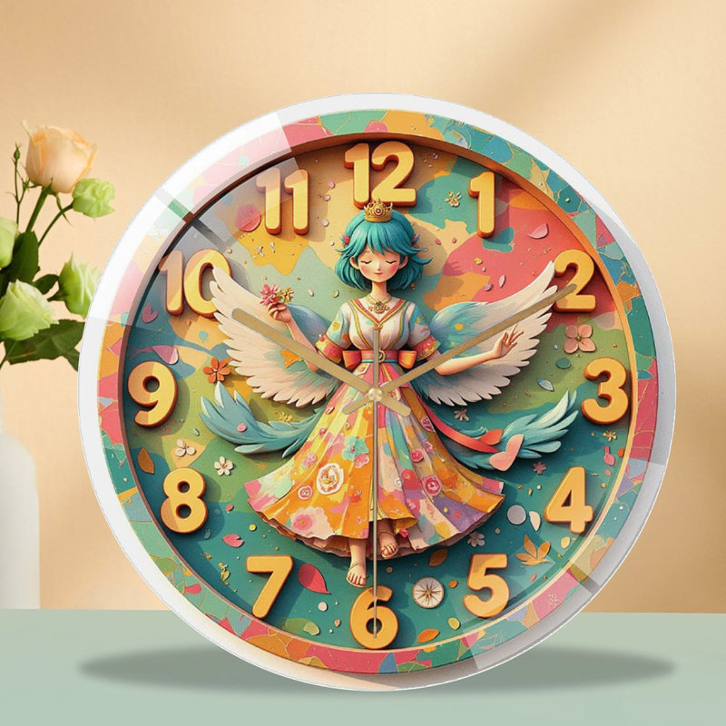 Horloge murale rétro vintage avec motif floral 12 po