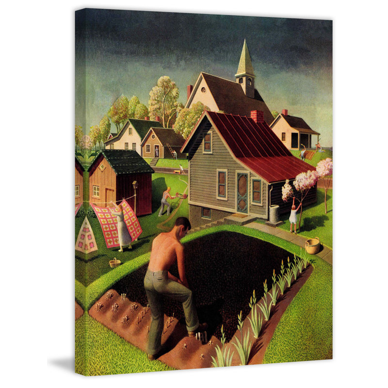 «Spring 1942» par Grant, reproduction sur bois tendue, H 48 po x l 40 po