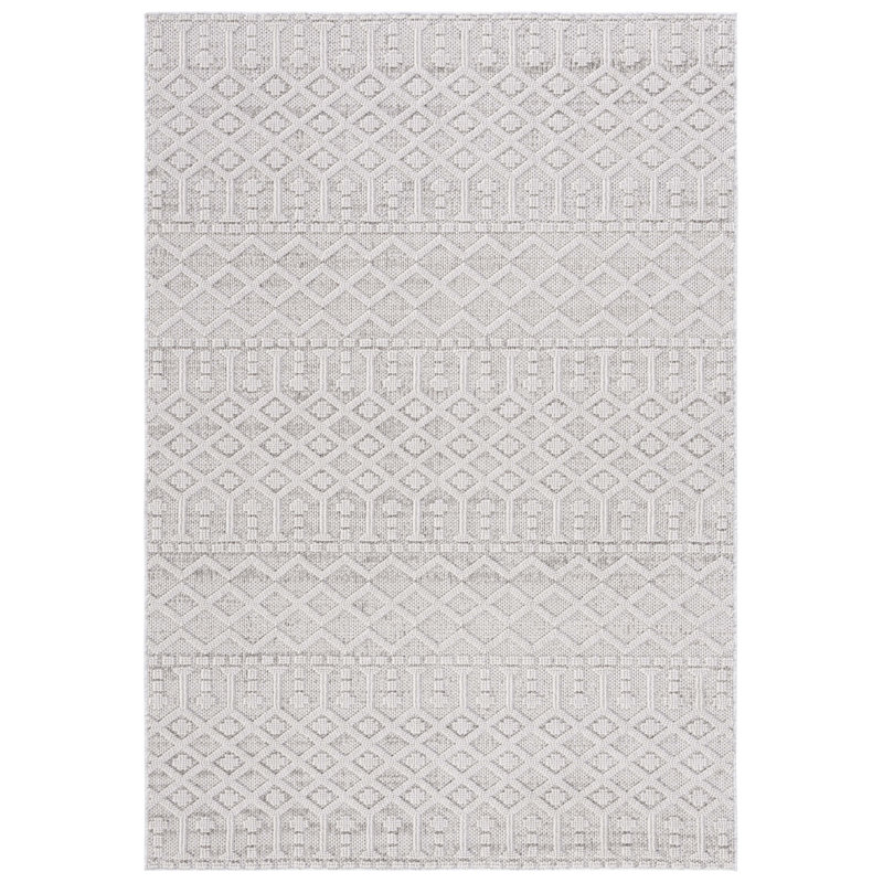 Tapis gris / ivoire en polypropylène tissé à la machine Axie, Rectangle 5 pi 3 po x 7 pi 6 po