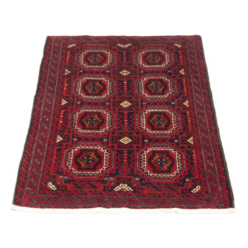 Tapis bleu marine en laine noué à la main de conception unique 3 pi 3 po x 5 pi 6 po New Age Eisner
