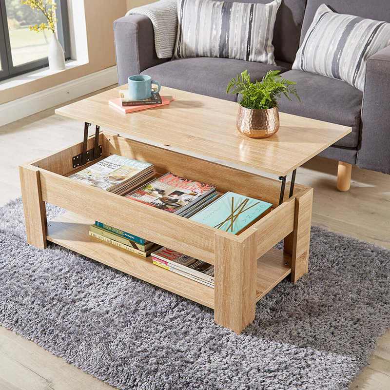 Alrun Coffee Table with Lift-up Storage, Oak