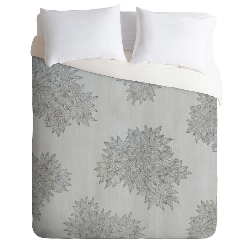 Farmhouse / Country Floral Duvet Cover, King Duvet Cover, Gray