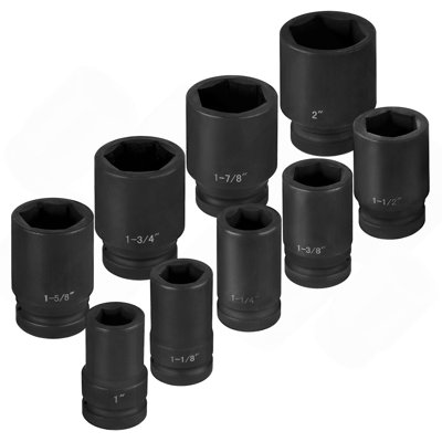 Impact Socket Set 1/2 Inches 19 Piece Impact Sockets, Standard Socket Assortment, 1/2 Inches Drive Socket Set Impact Standard SAE (3/8 Inches To 1-1/2 Inches) 6-Point Hex Sockets