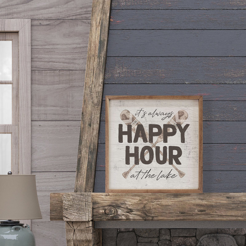 Happy Hour Lake Brown Oars Whitewash, H 8 po x l 8 po