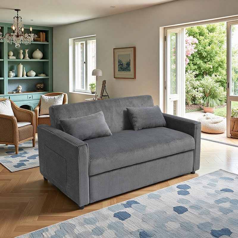 Alfred 3-in-1 Sleeper Sofa with Adjustable Backrest, Gray