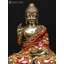 Statue de petit Bouddha assis de 6 pouces en Vitark Mudra avec incrustation de laiton