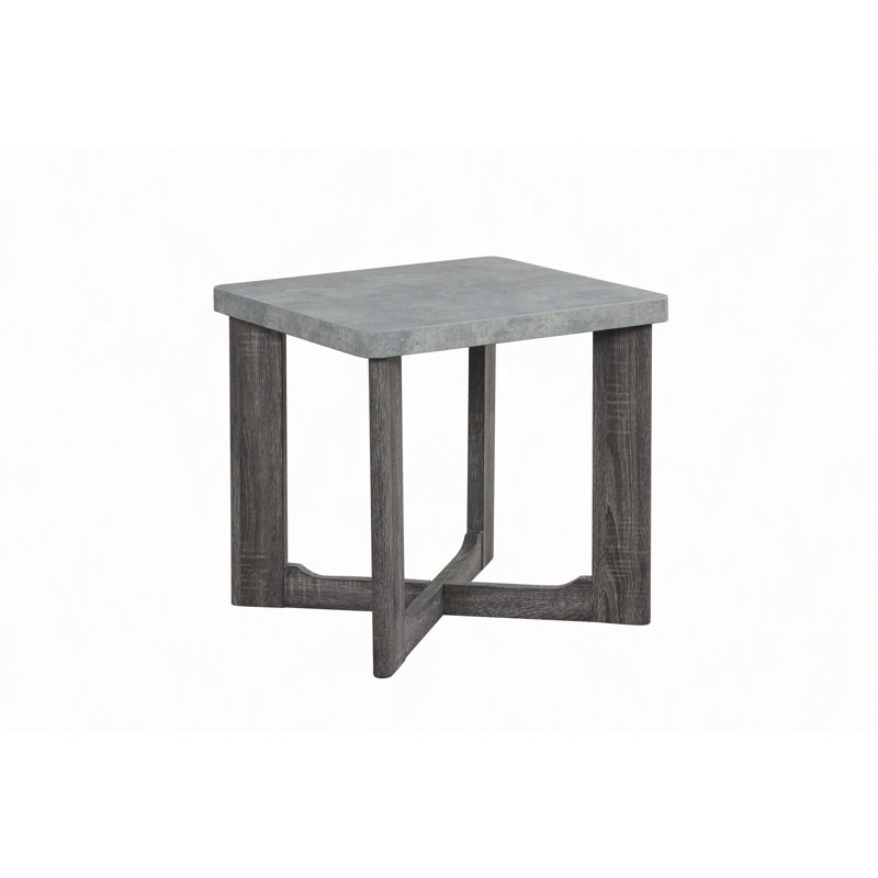 Ensemble de 3 tables basses de forme rectangulaire et 2 tables de bout carrées à pieds croisés de style contemporain